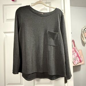 Gray Ribbed Women's Top